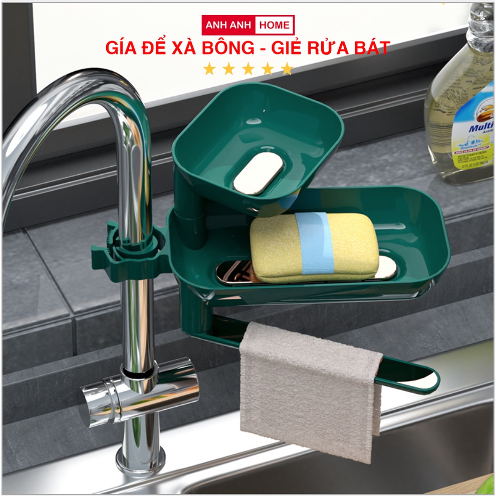 Giá 3 Tầng Để Giẻ Rửa Bát, Có Chỗ Treo Khăn Thông Minh ANHANHHOME