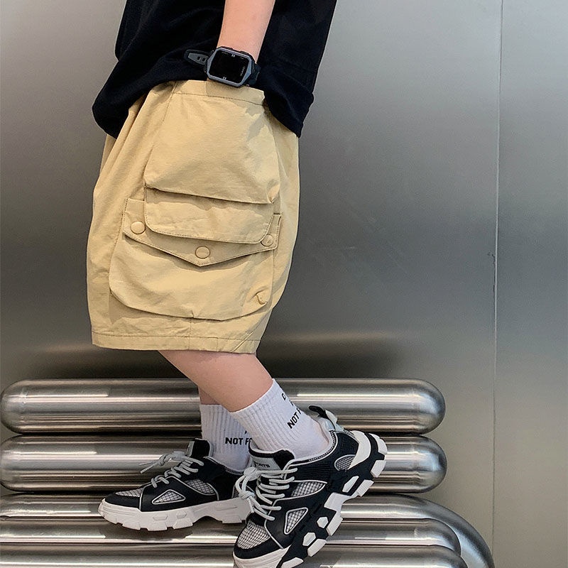 Quần Short Cotton Thoáng Khí Dáng Rộng Phối Túi Thời Trang Mùa Hè Cho Bé Trai