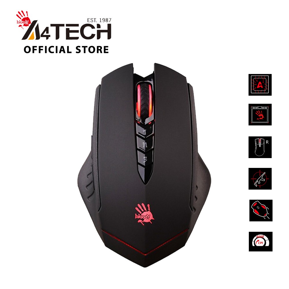 [Mã 267ELSALE hoàn 7% xu đơn 300K] Chuột không dây Gaming A4Tech Bloody R80 4000 CPI Optical Engine Chống Nhiễu