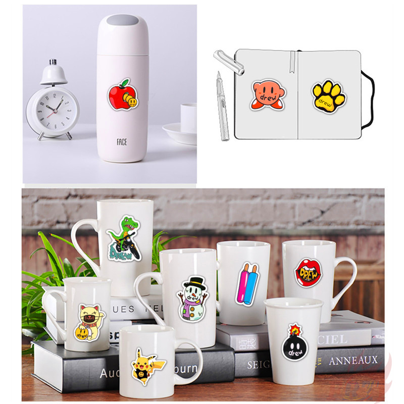 Bộ 50 cái decal dán trang trí Drew House in hình logo vui nhộn chống nước DIY