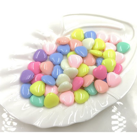 50 Hạt Xỏ Lỗ Làm Trang Sức Hình Trái Tim Nhiều Màu Sắc 12x11mm