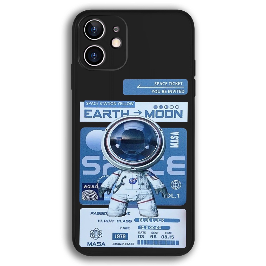 Ốp lưng iPhone Phi hành gia Nasa cạnh viền vuông silicon mềm dẻo cho iphone 6/6s/7/8/X/XS/XR/11/12/13 Pro Plus Max