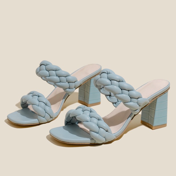 Giày Cao Gót 2.96 Inch Bằng Da Mềm Họa Tiết Kẻ Sọc Size 35-42 Thời Trang