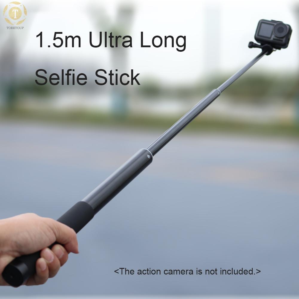 Shipped within 12 hours】 Sports Camera Selfie Stick Vlog Bracket Aluminum Alloy Max.150cm Extendable Length with 1/4 Inch Screw for Action Cameras Digital Cameras Smartphones Selfie Stick [TO]