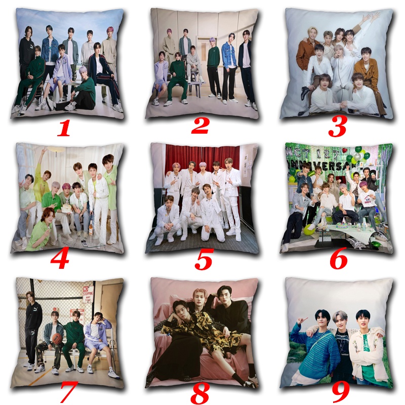 Vỏ Gối Polyester Một Mặt In Hình NCT 127 Mark & Haechan & Jungwoo & Jaehyun & Doyoung & Yuta & Taeyong & Johnny & Taeil
