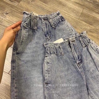Quần jeans baggy cạp chun nữ