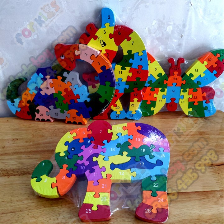 Sét 4 bộ Ghép hình Puzzle nhiều màu dày đẹp cho trẻ mầm non