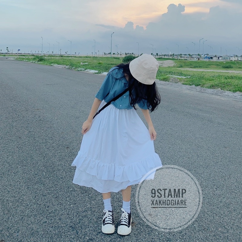 Chân váy dài ulzzang bèo tầng