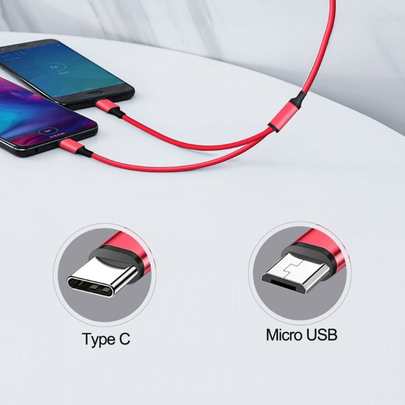 Dây Cáp Sạc Micro Usb Type C 2 Trong 1 Cho Điện Thoại Android / Máy Tính Bảng Samsung Oneplus Xiaomi Huawei Zte Sony Htc