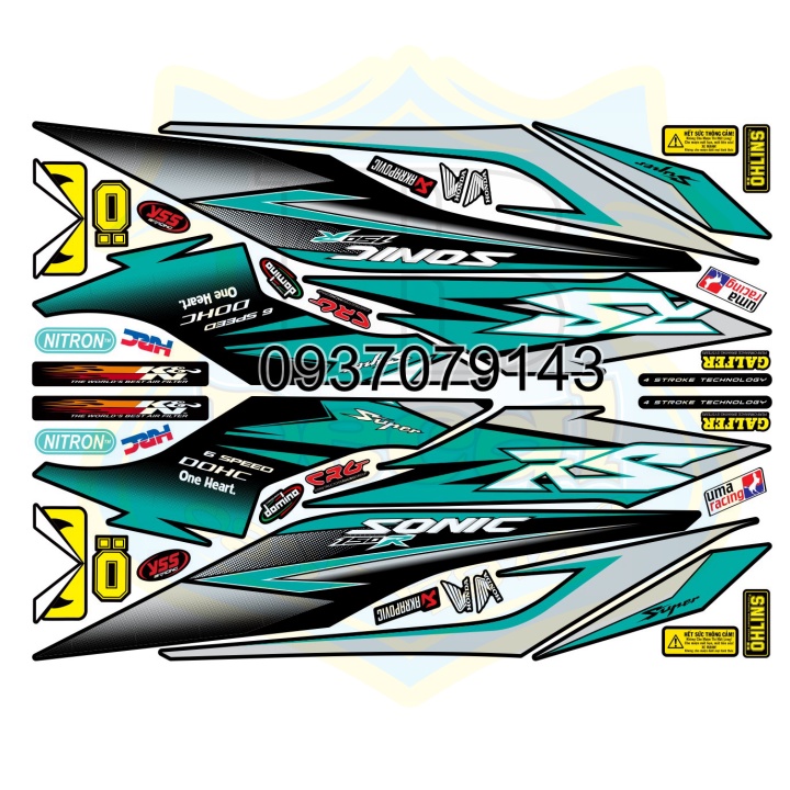 ( Quí khách vui lòng mang ra tiệm cho thợ dán ) Tem sonic 150 xanh lục bảo