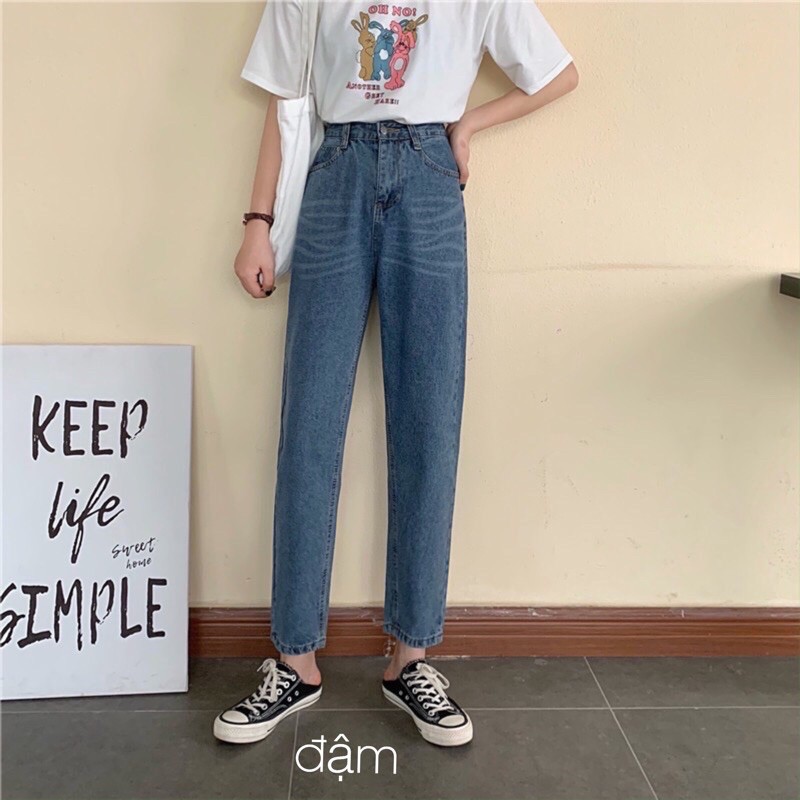 Quần baggy jean Suông nữ trơn Cao Cấp 2 Màu Đâm Nhạt 🍒 Freeship Hình Thật Trải Sàn | BigBuy360 - bigbuy360.vn