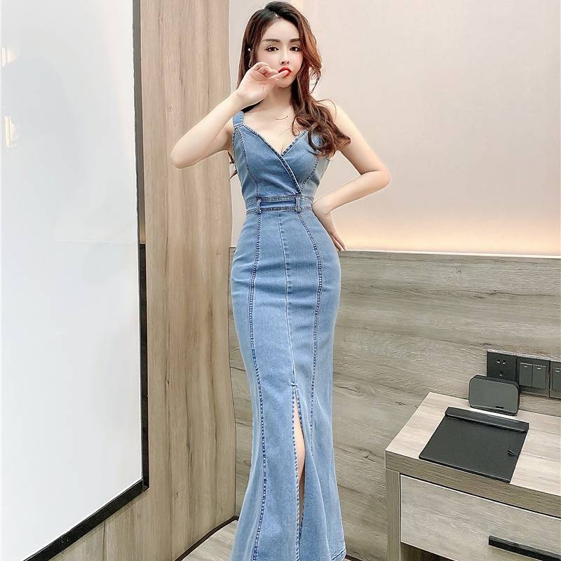 VÁY JEAN VÁY 2 DÂY NỮ QUẢNG CHÂU  SANG CHẢNH ĐI CHƠI, ĐI TIỆC- VÁY HOT TREND 2021