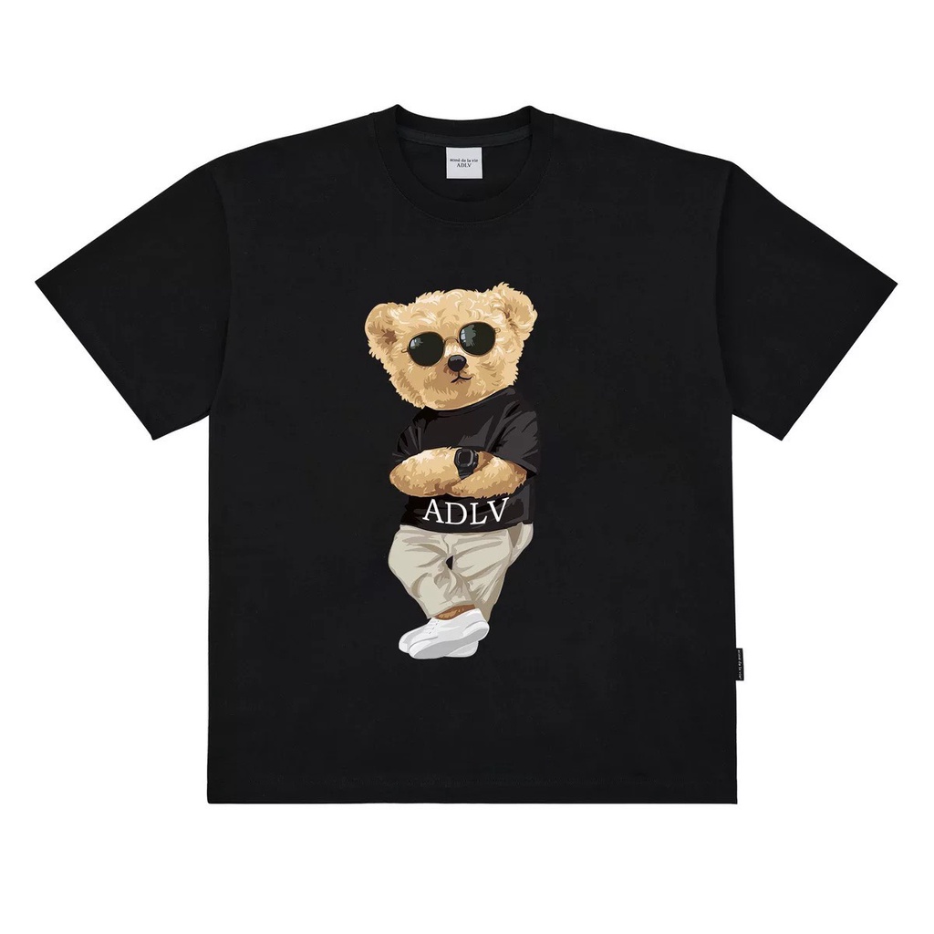 Áo thun ADLV gấu hoạt hình 3D cho bé , áo phông cotton trẻ em unisex ,Kid_genZ