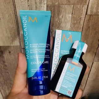 COMBO DẦU GỘI VÀ TINH DẦU DƯỠNG DÀNH CHO TÓC TẨY MOROCCANOIL 70ML + 25ML