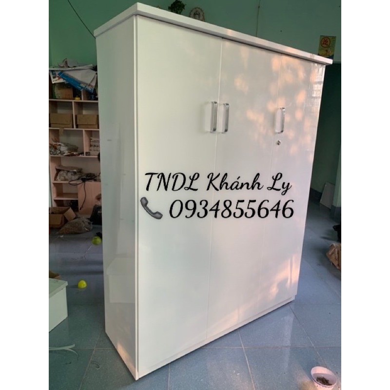 Tủ áo nhựa đài loan 3 cánh trắng trơn 124x165