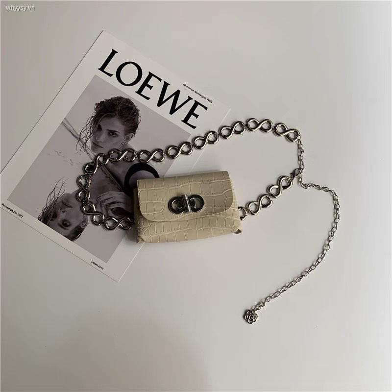 Túi đeo hông/đeo chéo ngực mini phối dây mắt xích thời trang xuân hè sành điệu cho nữ