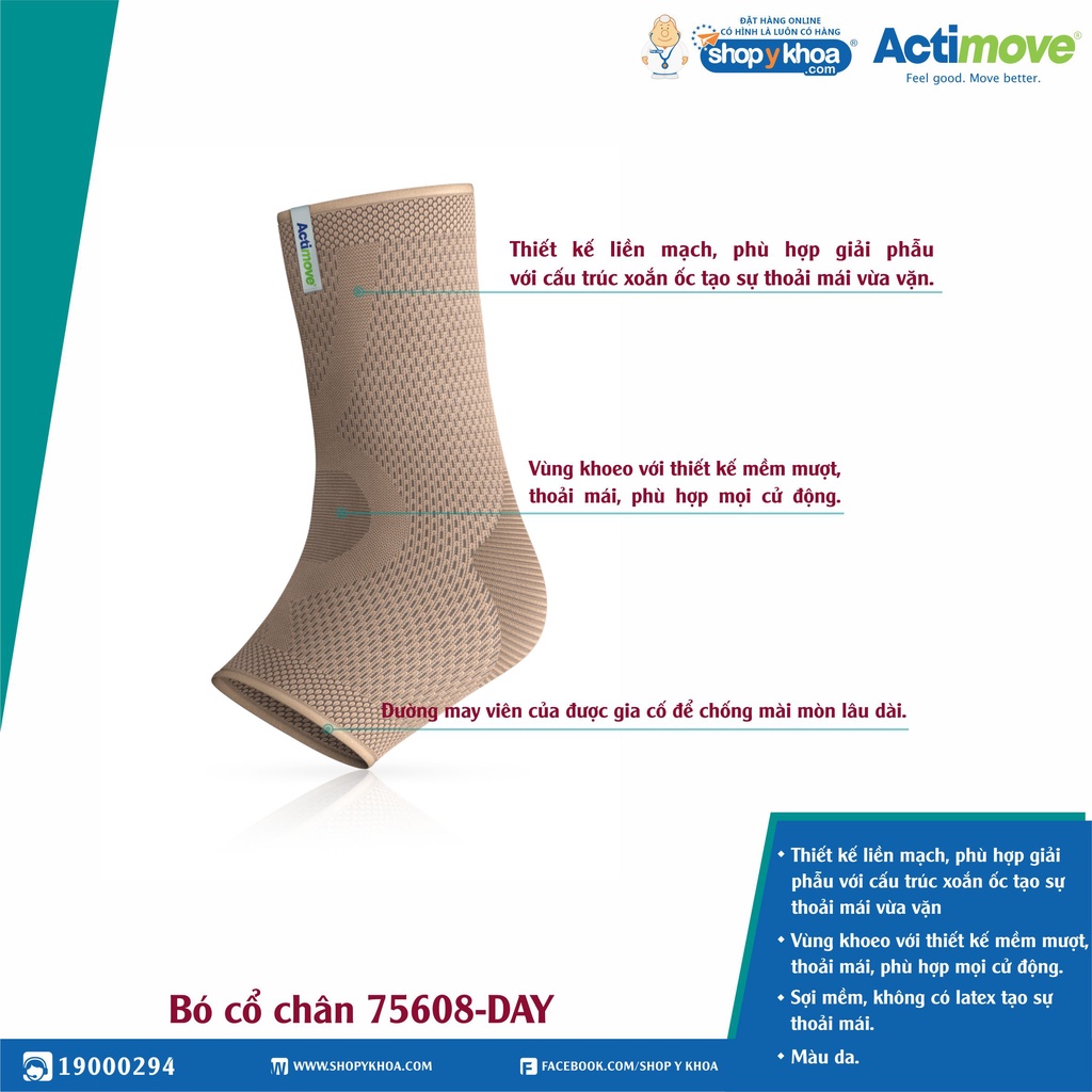 Bó Cổ Chân Actimove Ankle Support, Màu Da [75608-DAY] - Nhập Khẩu Châu Âu (1 Cái)