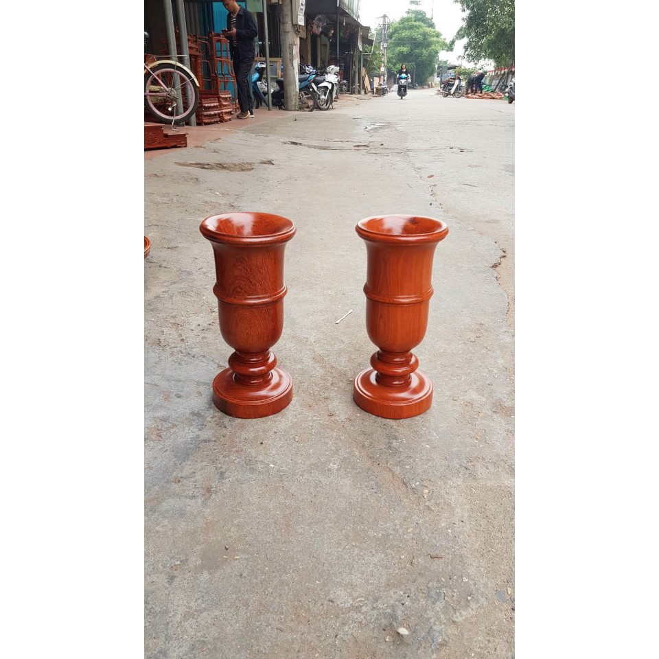 Cặp ống cắm hương, gỗ hương (cao 30cm)