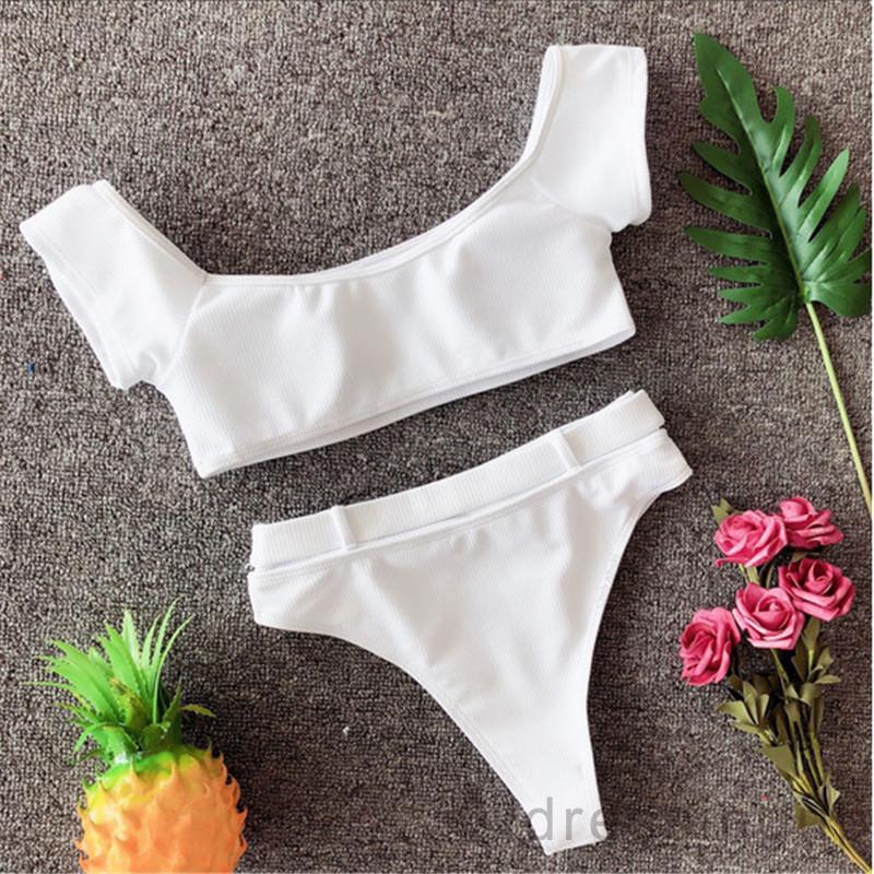 Set Bikini Lưng Cao Màu Trơn Thiết Kế Xẻ Quyến Rũ | BigBuy360 - bigbuy360.vn