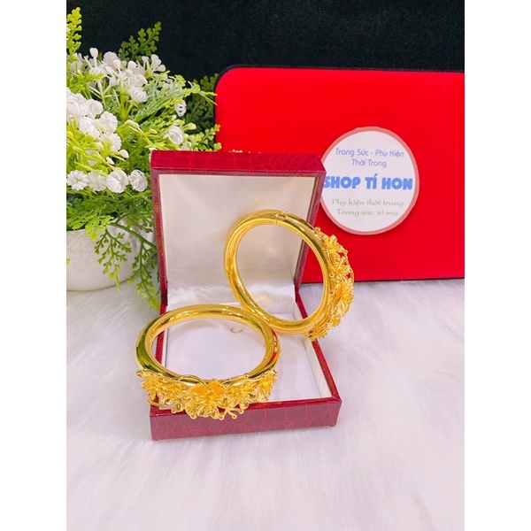 Vòng tay hoa cưới cô dâu mạ vàng 24k cao cấp mẫu tiệm vàng mới về