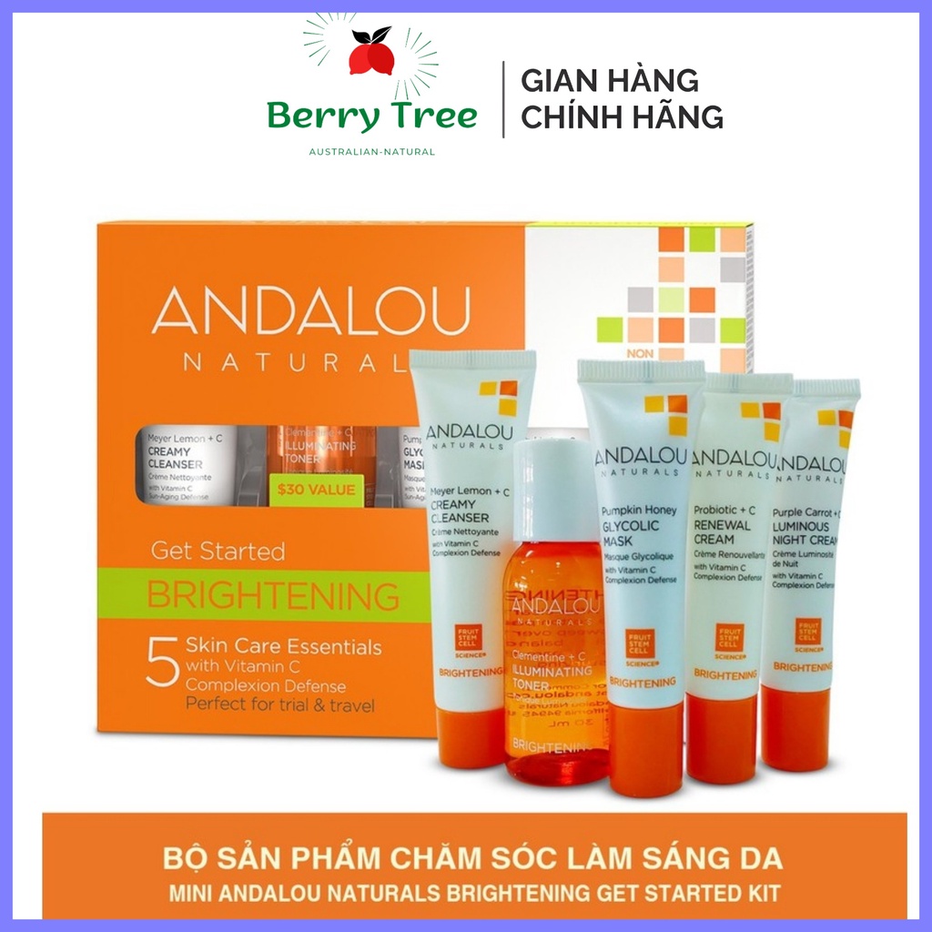 Andalou Bộ Sản Phẩm Dưỡng Trắng Da Mini 5 Bước Brightening Get Started Kit (BR)