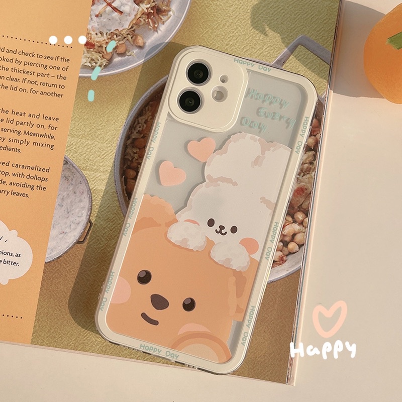 (SIÊU RẺ) Ốp lưng iphone gấu thỏ happy every day 6/6plus/6s/6splus/7/7plus/8/8plus/x/xr/xs/11/12/13/pro/max/plus/promax