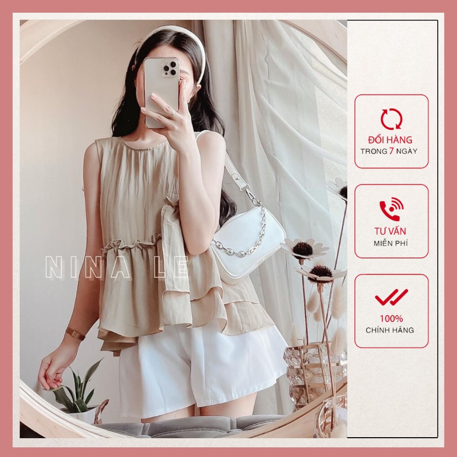 {Bán Lẻ Giá Sỉ +FREESHIP} Set áo babydoll bèo lệch kèm quần short xếp ly, set đồ nữ dễ thương hàng thiết kế