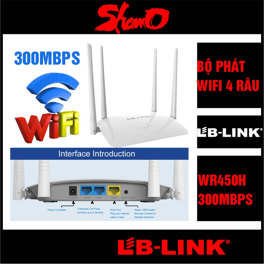 Cục phát Wifi LBLINK 4 râu – BL-WR450H – Chính hãng LB-Link – Bảo hành 24 tháng – Router Wifi – 4 Antenna 5bBi ngoài | WebRaoVat - webraovat.net.vn