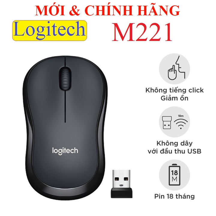 Chuột không dây Logitech M220 (Model 2021), M221 Silent giảm 90% tiếng ồn