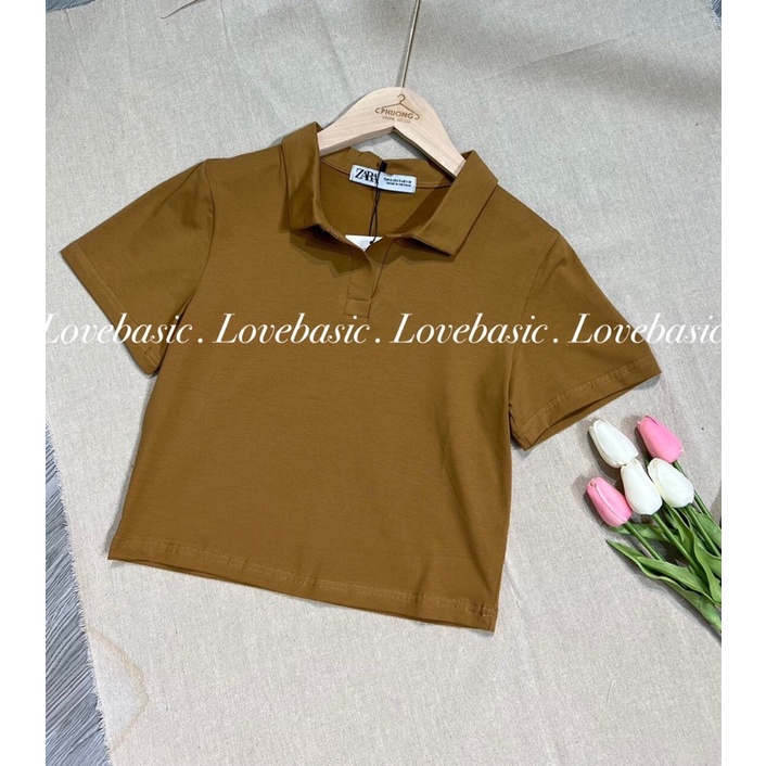 ÁO THUN croptop Lovebasic cổ bẻ, chất liệu thun cotton co dãn phong cách đơn giản