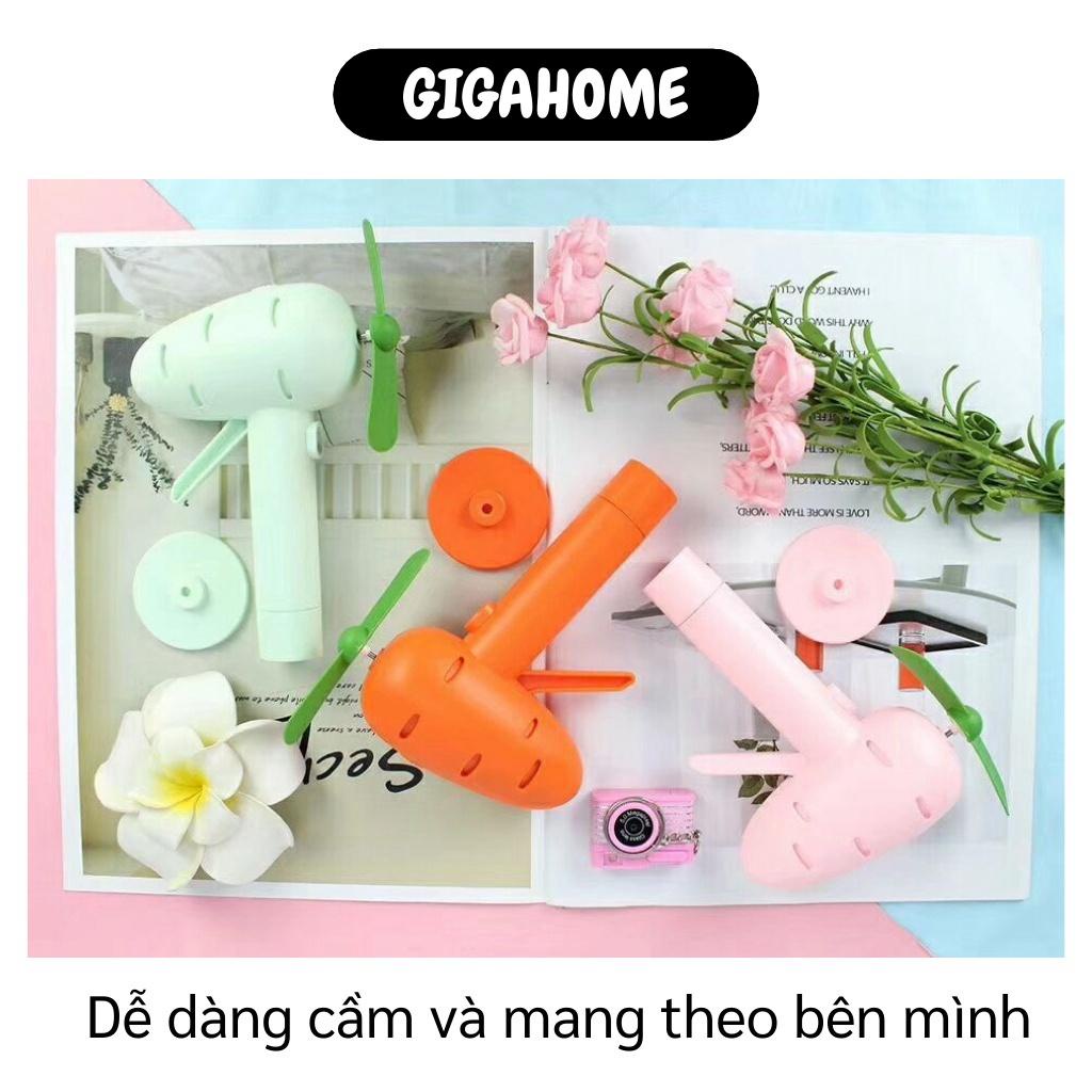 Quạt cầm tay   GIÁ VỐN  Quạt mini cầm tay hình cà rốt với hình thù dễ thương, cánh quạt mềm an toàn khi sử dụng 7050