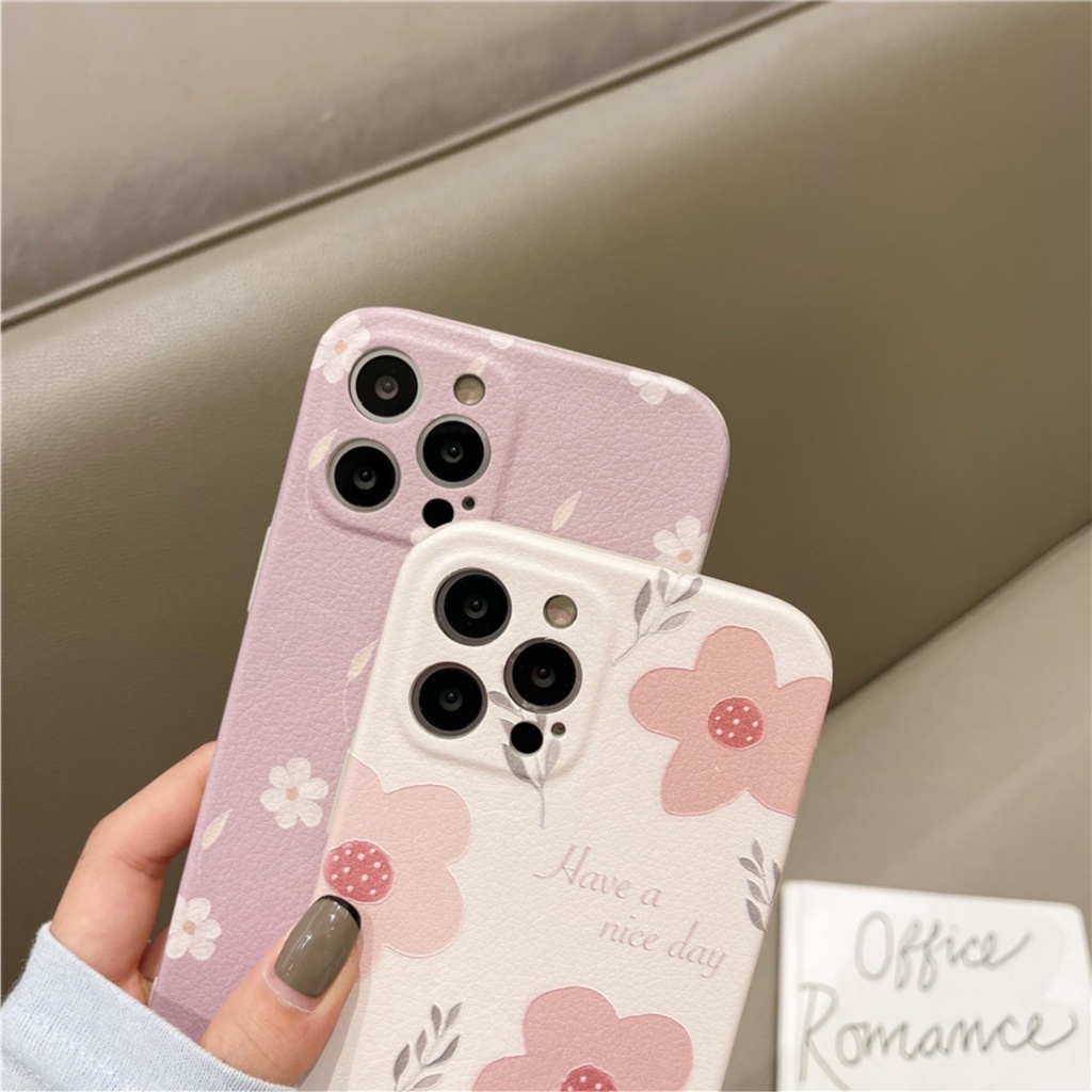 Ốp Lưng Da IMD Full Viền Bảo Vệ Camera Flower Nice Day - Y012