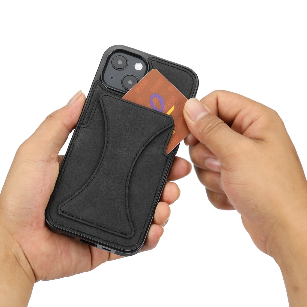 Bao Da Điện Thoại Chống Sốc Có Ngăn Đựng Thẻ Thời Trang Cho iPhone 14 / 13 / 12 / 11 / X / 8 / 7P