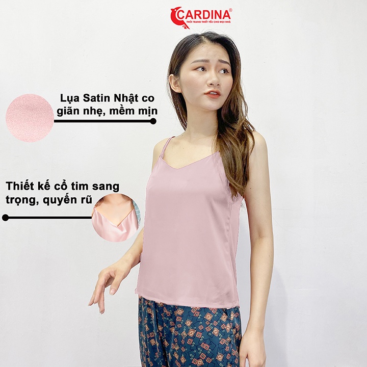 Áo 2 Dây 𝐂𝐀𝐑𝐃𝐈𝐍𝐀 Chất Lụa Satin Nhật Cao Cấp Mềm Mại Thanh Lịch AHD