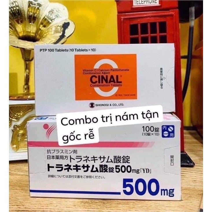Viên uống trắng da, mờ thâm nám Transamin 500mg 100 viên Nhật Bản