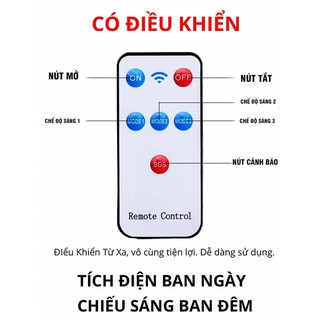 Đèn năng lượng mặt trời 6 Cob 120 Led Pin rời dài 5m kèm điều khiển từ xa 3 chế độ sáng