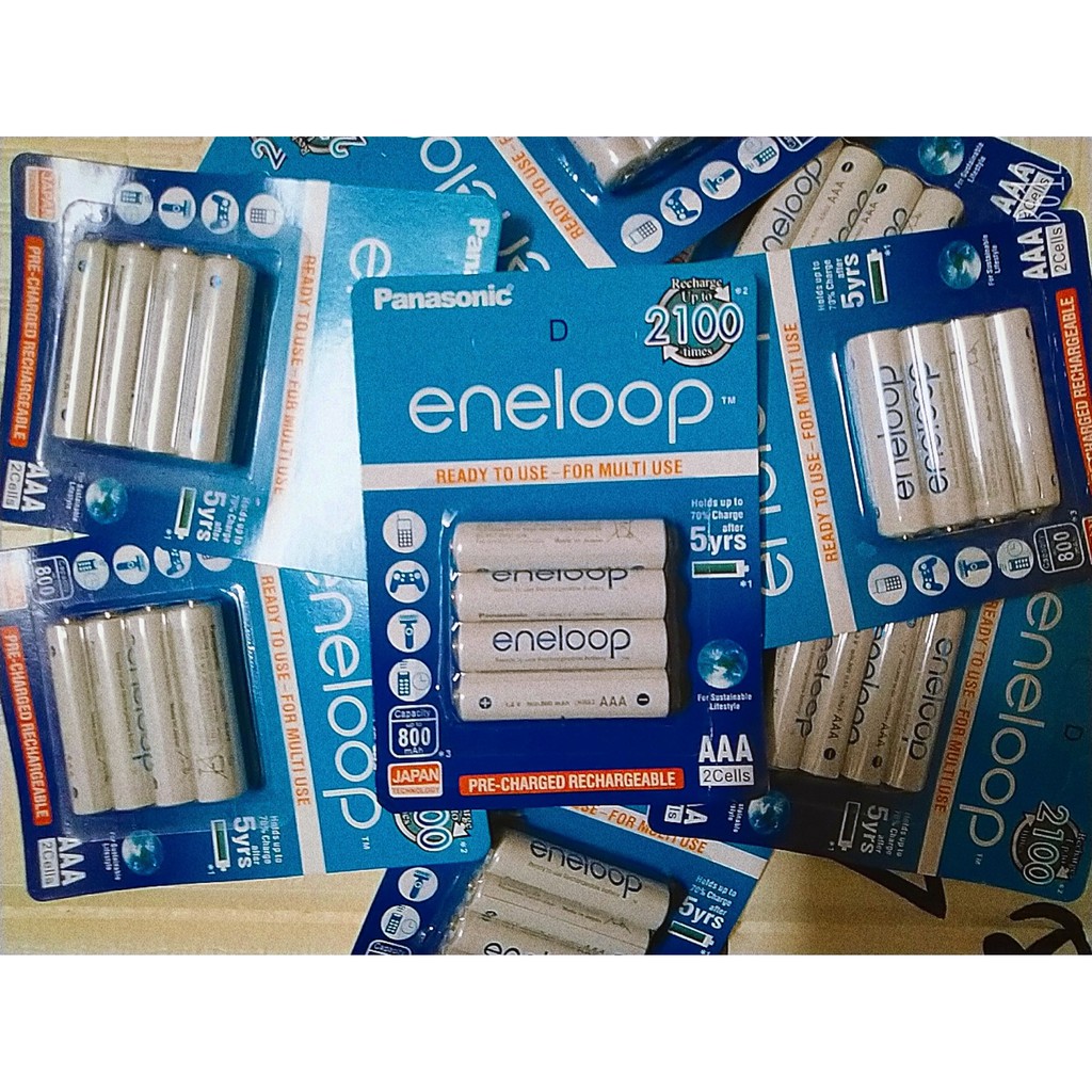 Pin Sạc AAA Eneloop 800 mAh Vỉ 4 viên, tặng kèm 1 hộp đựng pin trị giá 20k