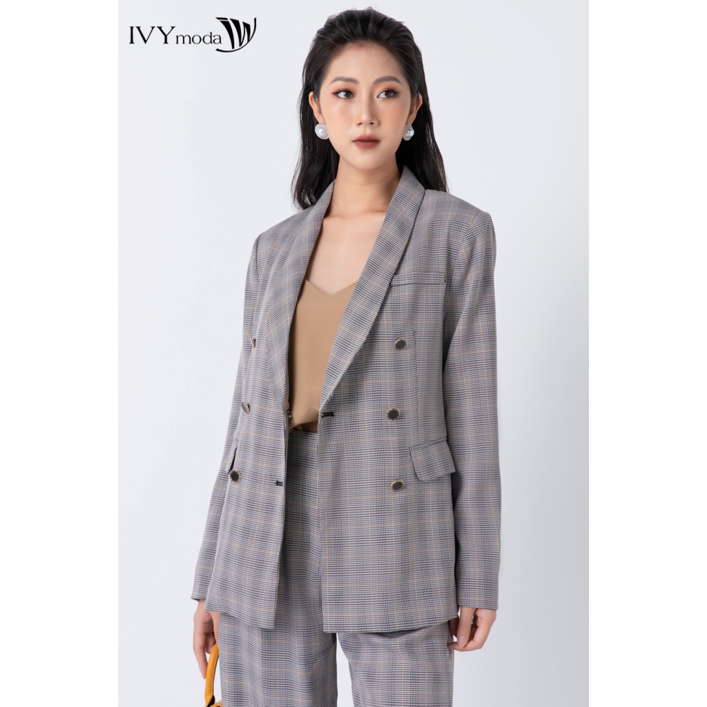 [NHẬP WABRTL5 GIẢM 10% TỐI ĐA 50K ĐH 250K ]Áo vest nữ họa tiết kẻ IVY moda MS 67M6884