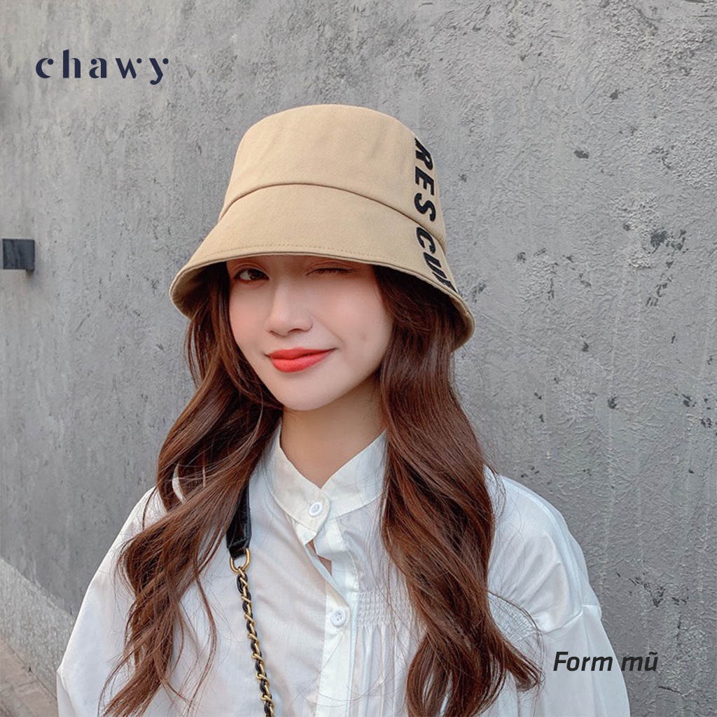 Nón bucket vành cụp thêu Rescue, mũ tai bèo chất kaki tăm cao cấp thời trang form unisex Chawy.SG