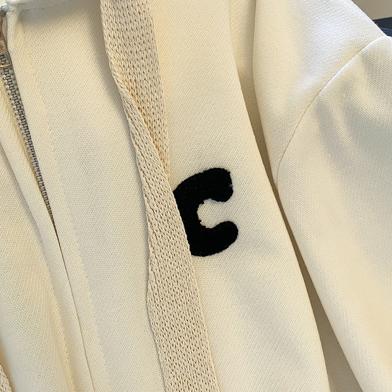 Áo khoác cardigan ZHELIHANGFEI tay dài dáng rộng có mũ trùm đầu thêu họa tiết thời trang