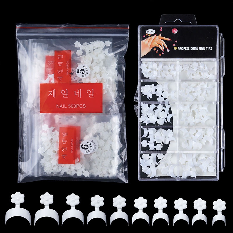 Set 100/500 móng tay giả MISSCHEERING họa tiết trăng lưỡi liềm thời trang tiện dụng