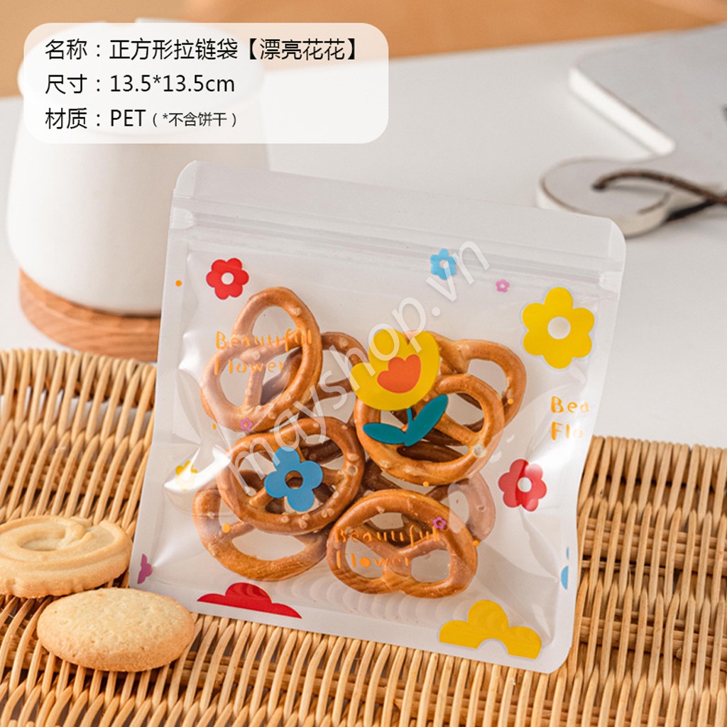 10 Túi zip vuông đựng bánh quy Hoa &amp; Gió