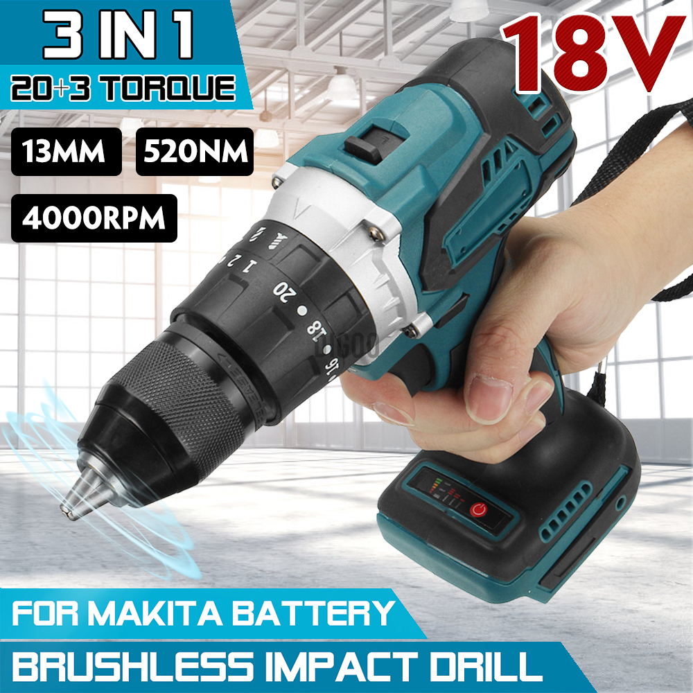 MAKITA Máy Khoan Điện Cầm Tay 3 Trong 1 520nm 20 + 3 Có Đèn Led