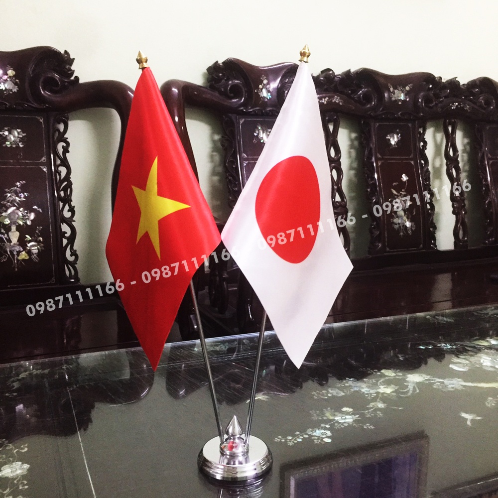 Cờ Để Bàn Đế Inox Loại cắm 2 cờ Việt Nam - Nhật Bản