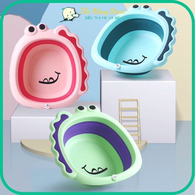 Chậu Rửa Mặt Gấp Gọn Khủng Long, Thau Xếp Gọn Silicon Thiết Kế Thông Minh Tiện Lợi, Tiết Kiệm Không Gian Thị Nắng Store