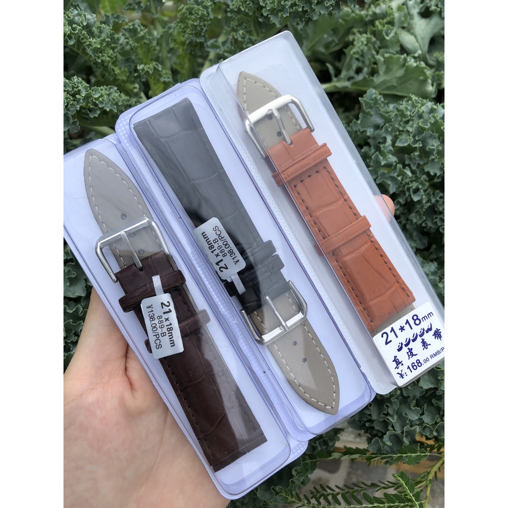 Dây Da Đồng Hồ Vân Cá Sấu Size 19mm 21mm TẶNG KÈM DỤNG CỤ THAY DÂY