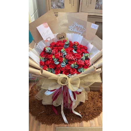 [Ảnh Thật] Bó hoa sáp 60bông siêu to, cao 80cm, rộng 55cm. Mẫu thiết kế cao cấp nhà Khả An