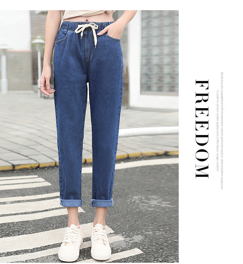 Women's denim pants, elastic waist, loose denim pants | BigBuy360 - bigbuy360.vn