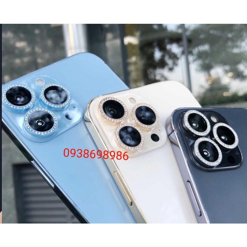 Dán bảo vệ Camera Cao cấp đính đá iPhone 13 pro max , 13 pro , 13 , 13 mini ( full box)