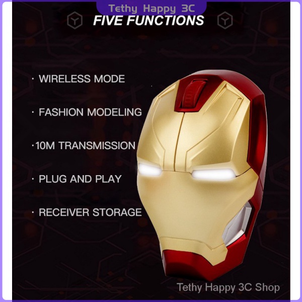 Marvel Chuột Gaming Không Dây 1000 / 1200 / 1600dpi Hình Nhân Vật Iron Man Black Panther Groot
